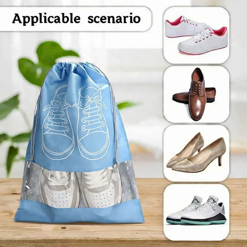 Beach Bag Shoes Storage Bag Closet Organizer Non-woven Travel Portable Bag Waterproof Pocket Clothing Classified Hanging Bag Shoe Bag Luggage Travel Portable Shoe Pouch Non Woven Transparent Window (1 Pc )