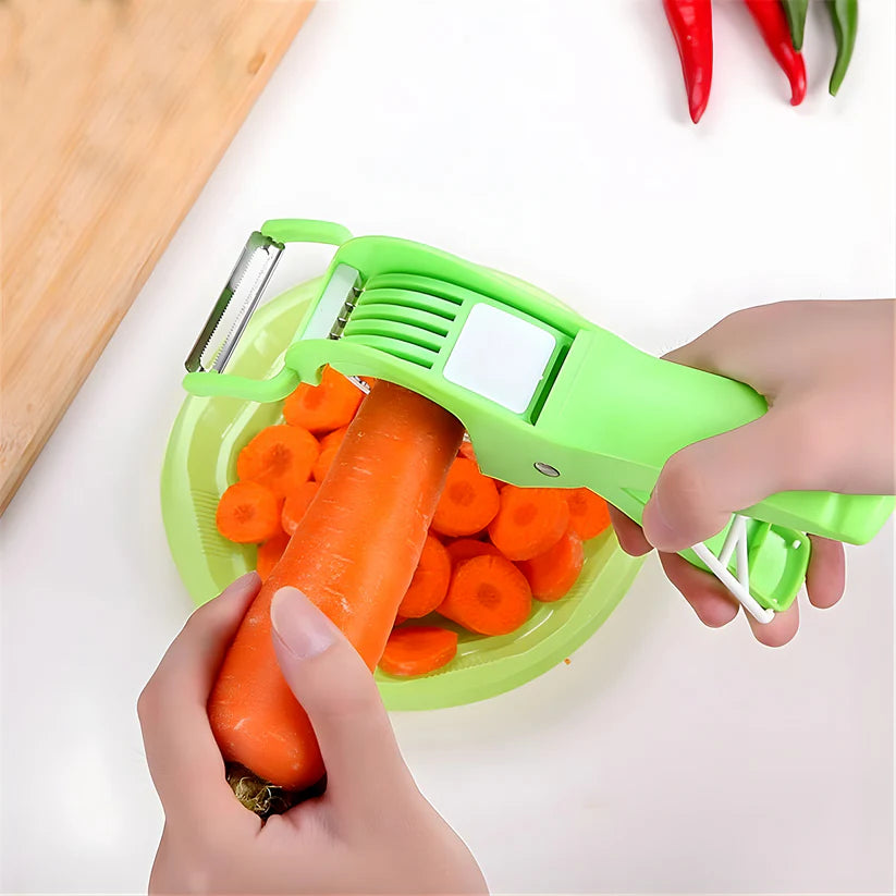 Multi-Blade Vegetable Cutter with Peeler - Stainless Steel Chopper Slicer