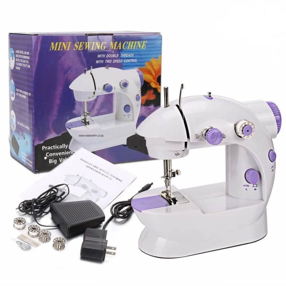 Mini Sewing Machine Compact Portable Double Thread Stitching Two-Speed Control