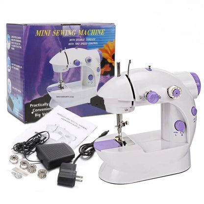 Mini Sewing Machine Compact Portable Double Thread Stitching Two-Speed Control