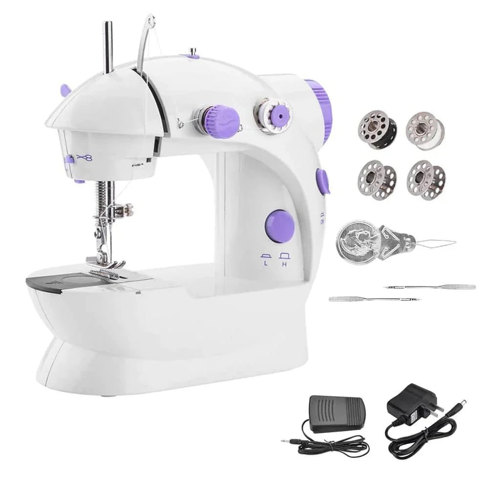 Mini Sewing Machine Compact Portable Double Thread Stitching Two-Speed Control