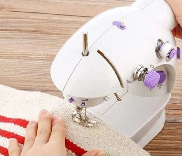 Mini Sewing Machine Compact Portable Double Thread Stitching Two-Speed Control