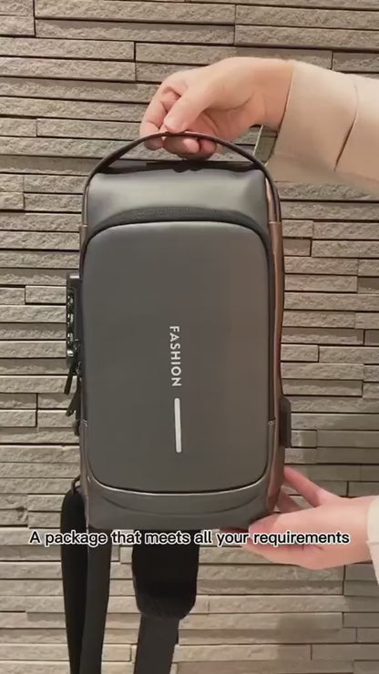 Crossbody Sling Bag with USB Charging Port Chest Backpack, Anti - Theft with password lock